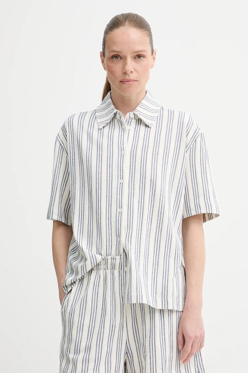 Skjorte Samsoe Samsoe Samsøe Samsøe Sakaaja Striped Linen Shirt and Shorts Set Blå | F25200036