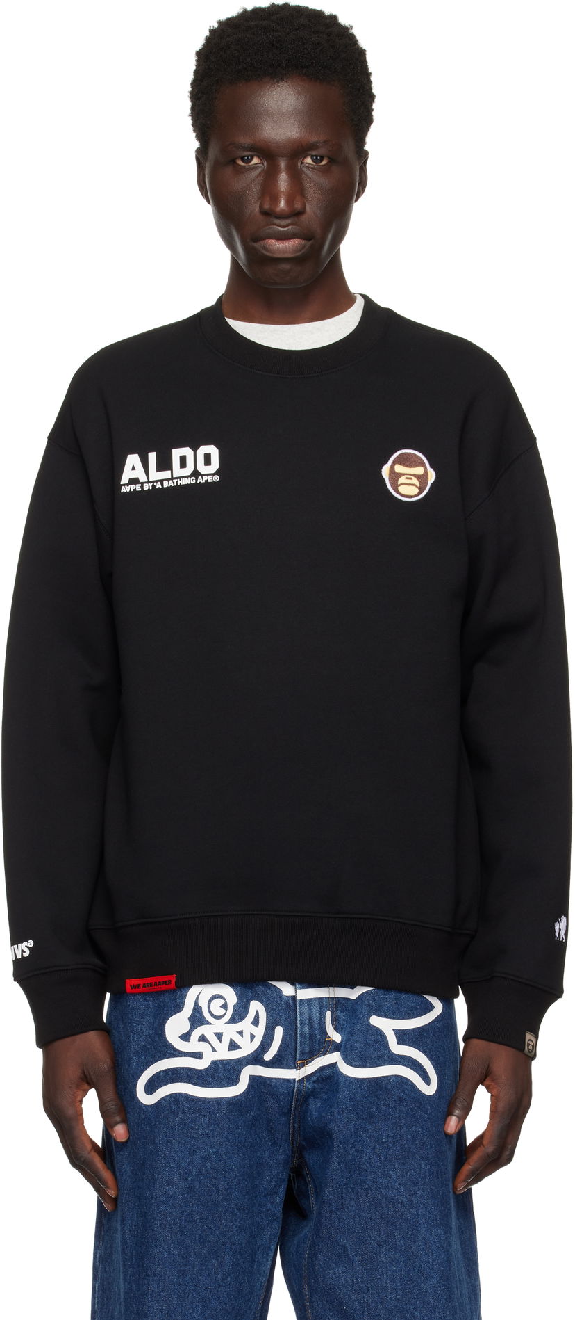 Sweatshirt AAPE by A Bathing Ape AAPE by A Bathing Ape 'AAPER Aldo' Sweatshirt Sort | AAPSWMB377XXNBKX