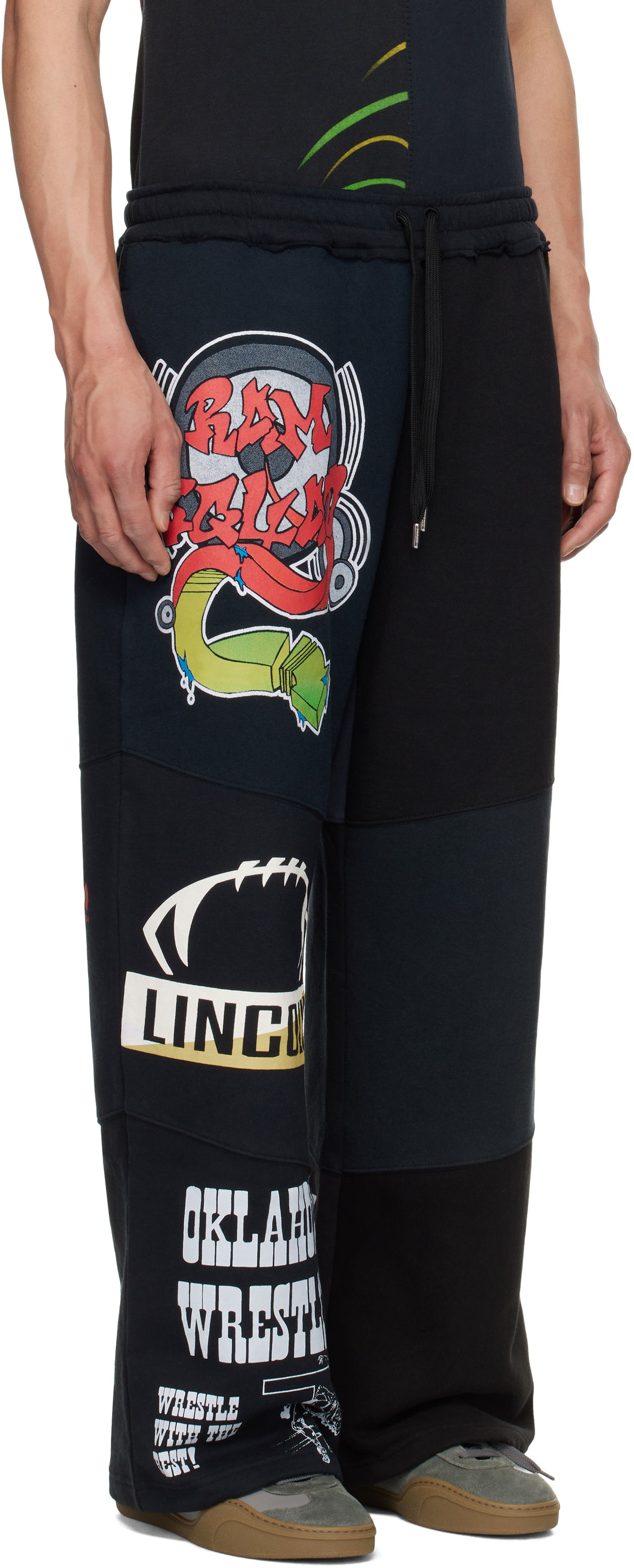 Joggingbukser Marine Serre Marine Serre Regenerated Graphic Patchwork Sweatpants Sort | UPA051B UJER0007, 1