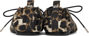 Tøj GANNI GANNI Printed Denim Lace-Up Ballerina Flats Brun | S2961, 1