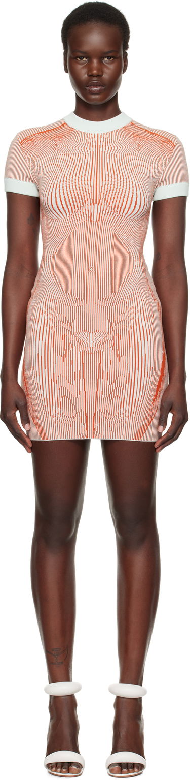 Kjole Jean Paul Gaultier Jean Paul Gaultier 'The Morphing Pinstripes Jacquard' Minidress Orange | 25/33-F-RO374-M084-4215, 0