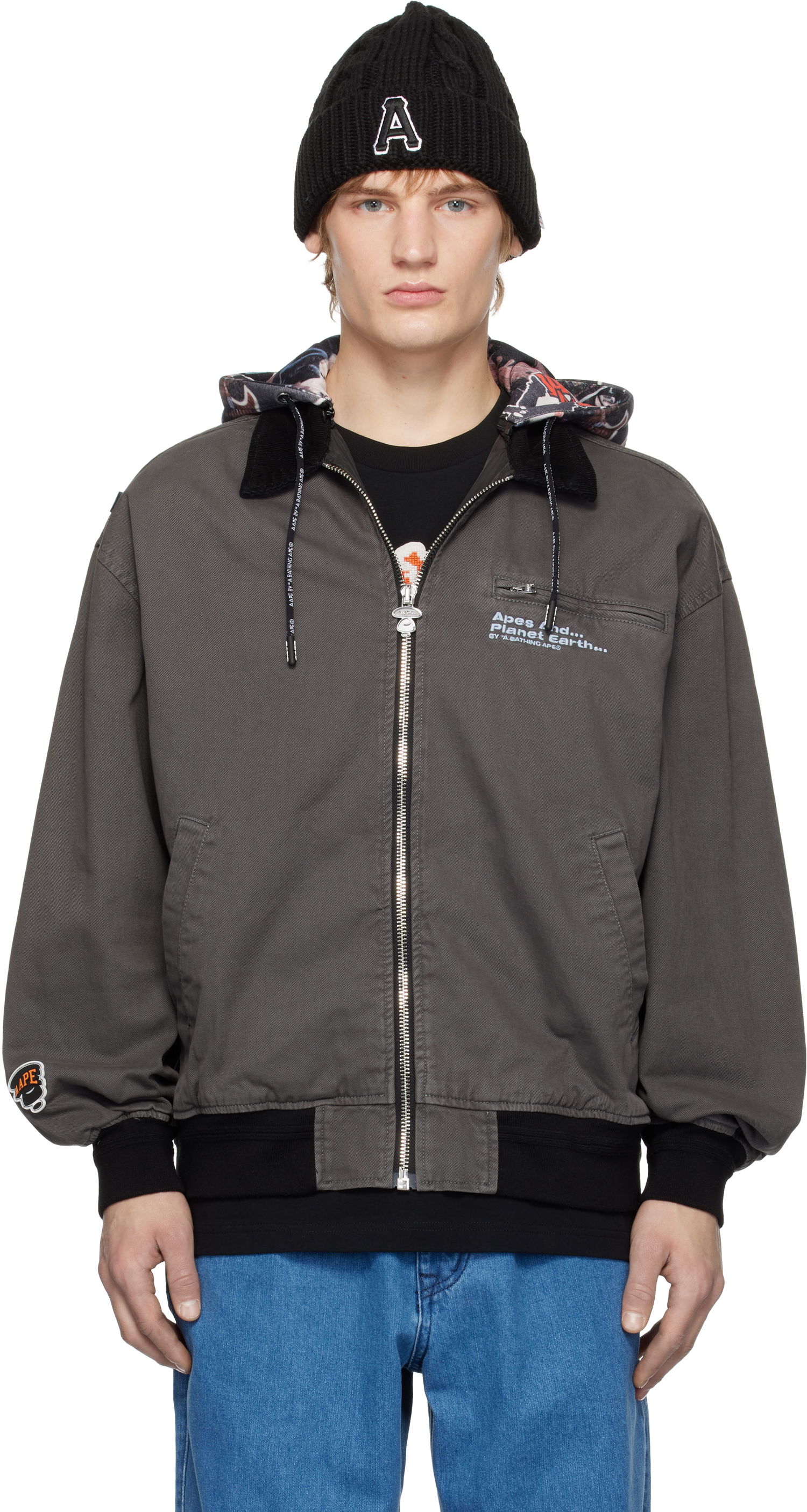 Bomberjakke AAPE by A Bathing Ape AAPE by A Bathing Ape Hoodie Jacket Grå | AAPLJM7675XXNBKL, 0