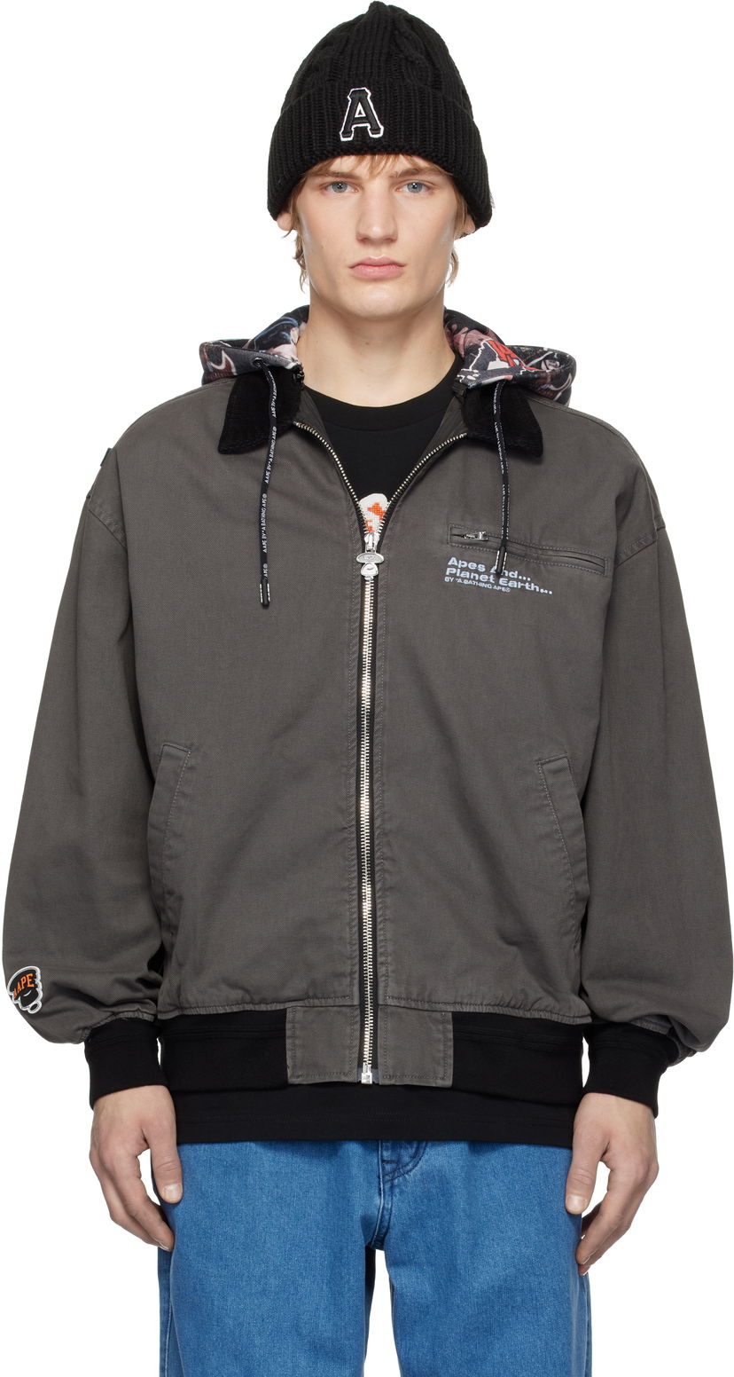 Bomberjakke AAPE by A Bathing Ape AAPE by A Bathing Ape Hoodie Jacket Grå | AAPLJM7675XXNBKL