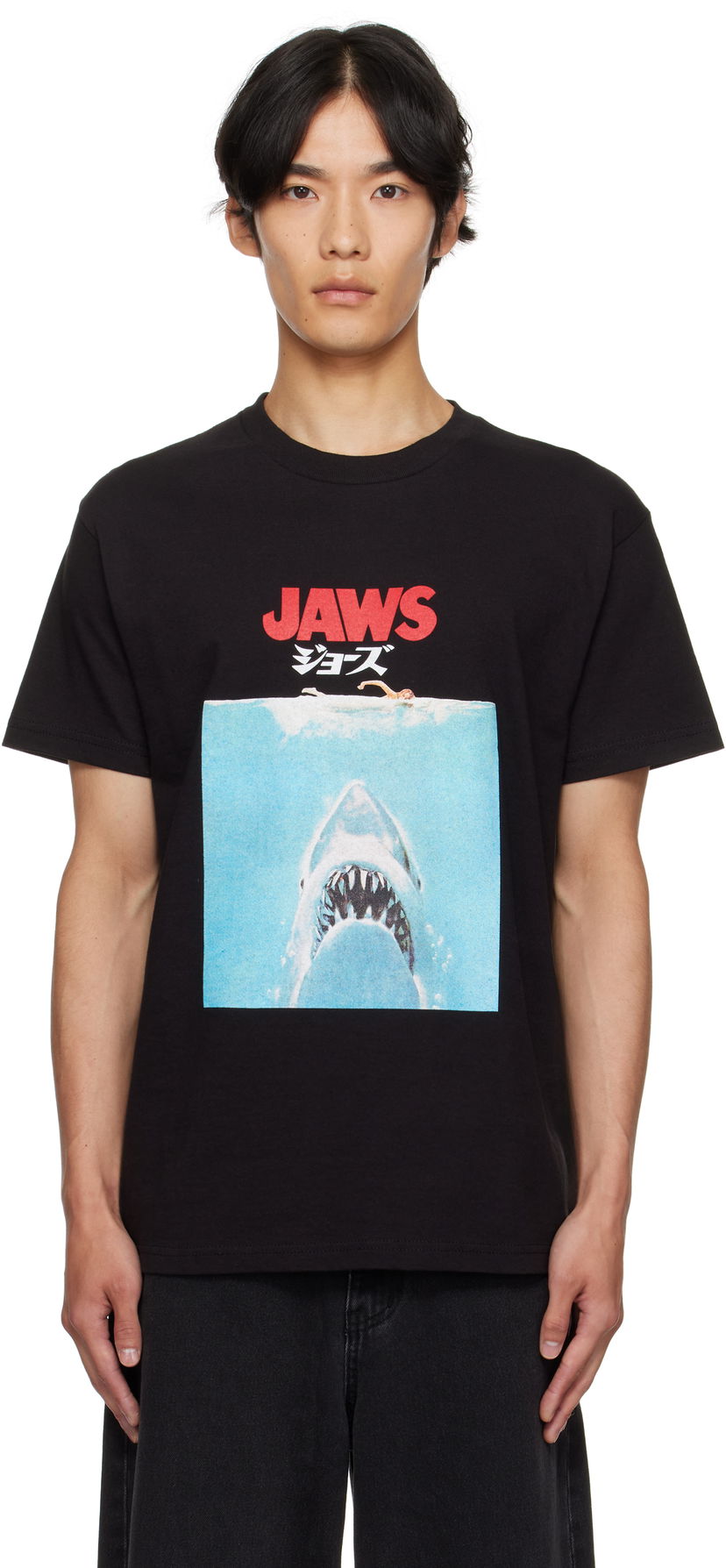 T-shirt WACKO MARIA WACKO MARIA 'Jaws' Graphic Crew Neck T-Shirt Sort | JAWS-WM-TEE01