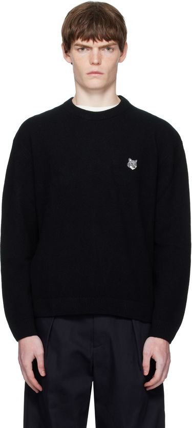 Sweater MAISON KITSUNÉ Maison Kitsuné Fox Head Lambswool Sweater Sort | PM00803KT1006, 0