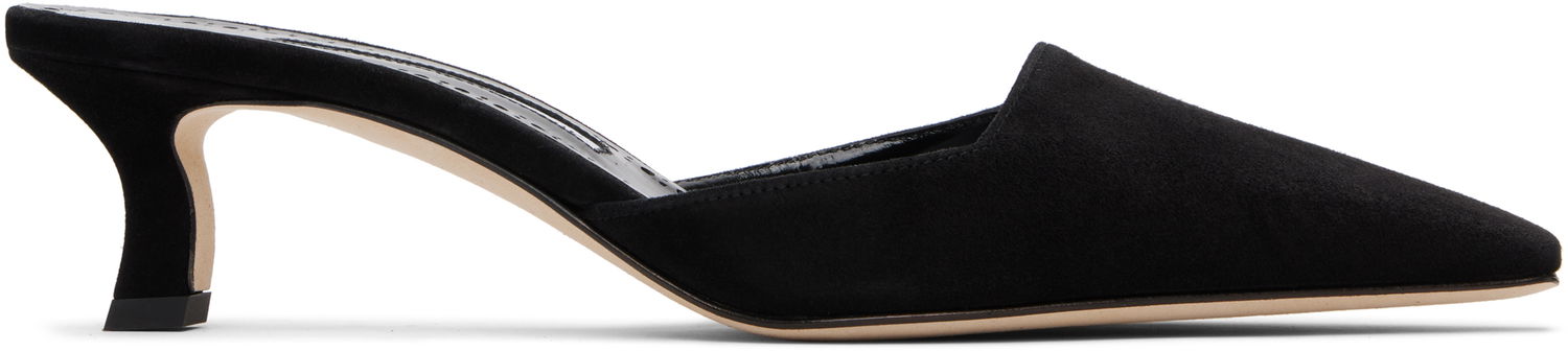 Smykker Manolo Blahnik Manolo Blahnik Moiramu Suede Heeled Mules Sort | 225-1957, 0