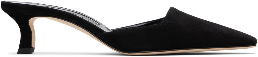 Smykker Manolo Blahnik Manolo Blahnik Moiramu Suede Heeled Mules Sort | 225-1957