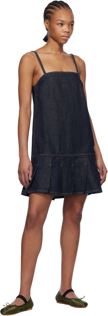 Kjole GANNI GANNI Denim Pleated Mini Dress Blå | J1622, 3