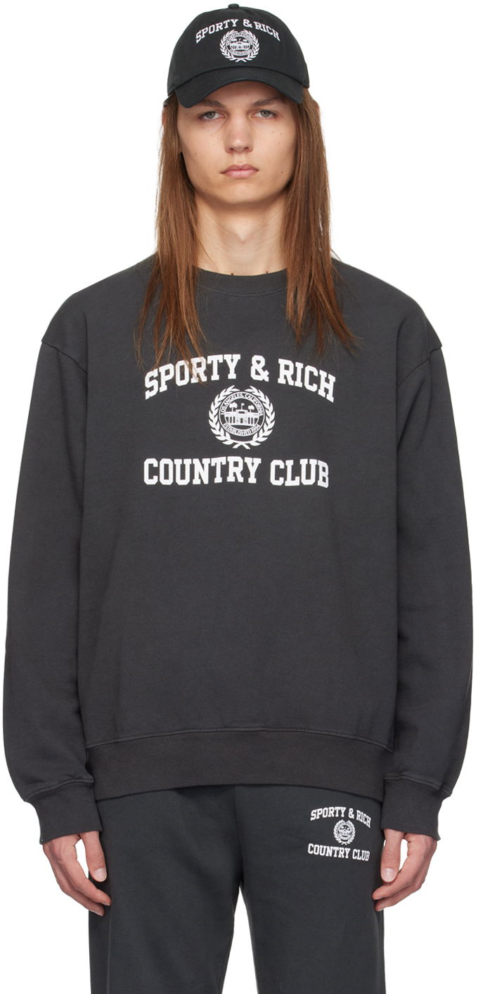 T-shirt Sporty & Rich Black Varsity Crest Sweatshirt Sort | WS067S409VF, 0