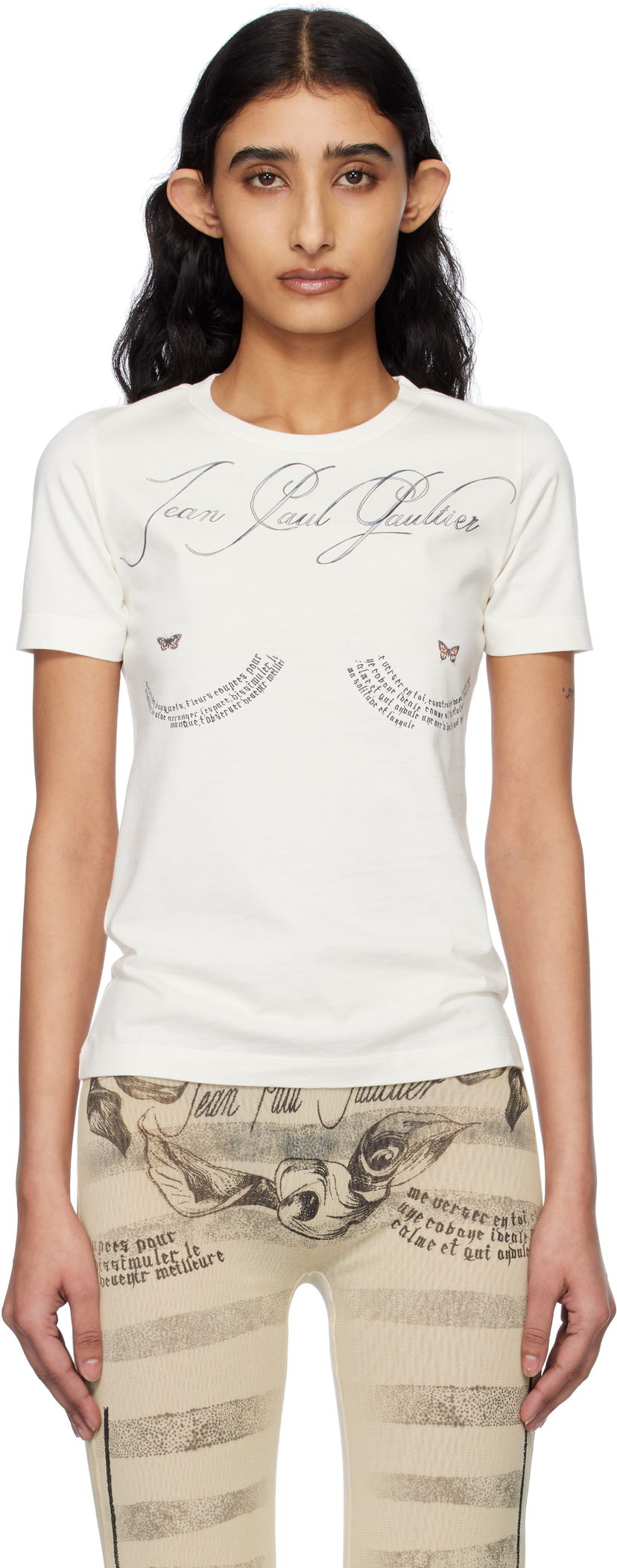 T-shirt Jean Paul Gaultier Jean Paul Gaultier 'The Tattoo Poem' T-Shirt Hvid | 25/34-F-TS117I-J087-0500