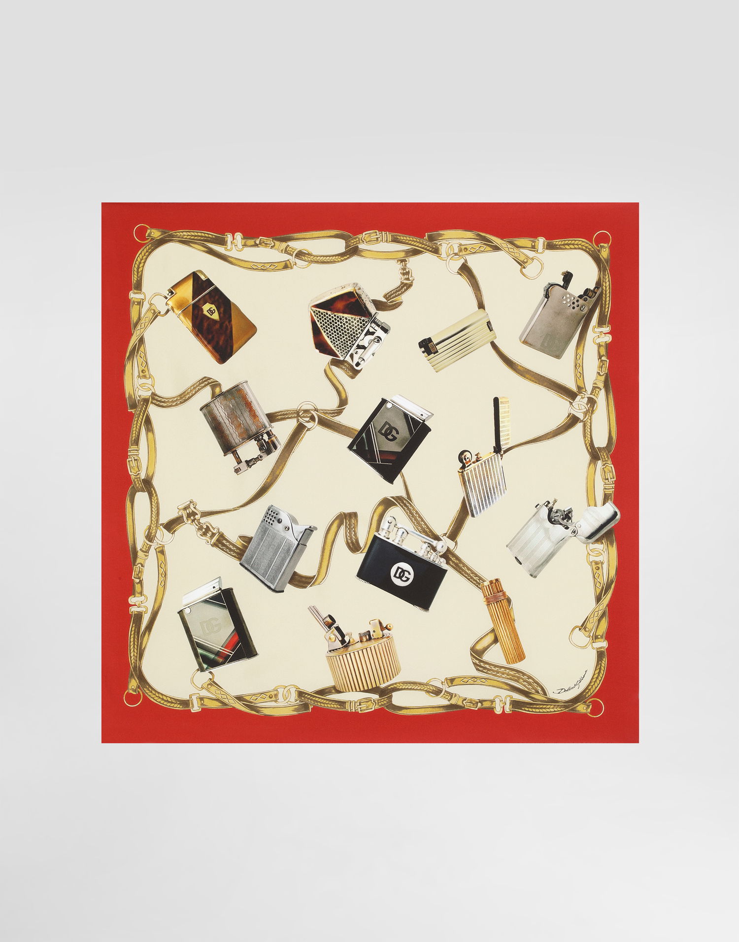 Tørklæde Dolce & Gabbana Dolce & Gabbana Silk Lighter Print Scarf Rød | GQ348EG0TI9HH5HX, 0