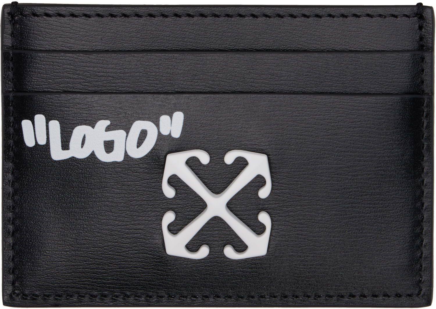 Tegnebog Off-White Off-White Jitney Quote Leather Card Holder Sort | OWND027C99LEA0021001, 0