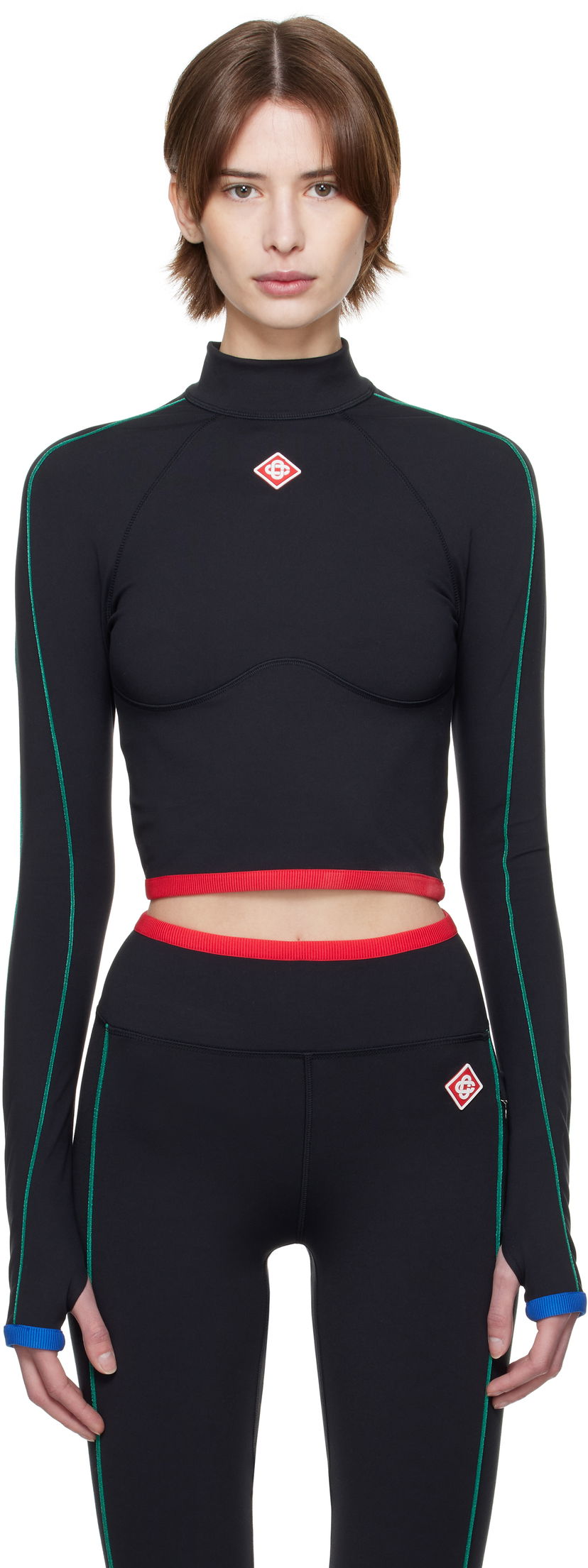 Crop top Casablanca Casablanca Raglan Sleeve Sport Top Sort | WPS25-ACT-027-01