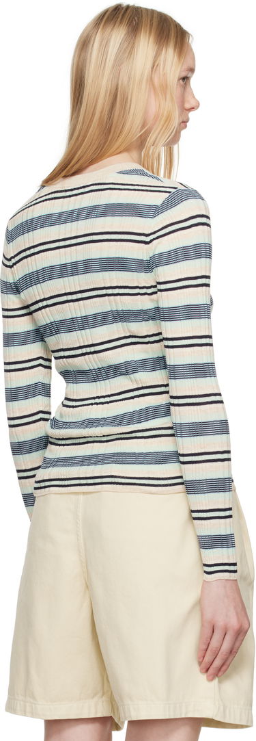 Sweater MAISON KITSUNÉ Maison Kitsuné Fine Rib Striped Cardigan Flerfarvet | OW00505KT1122, 2