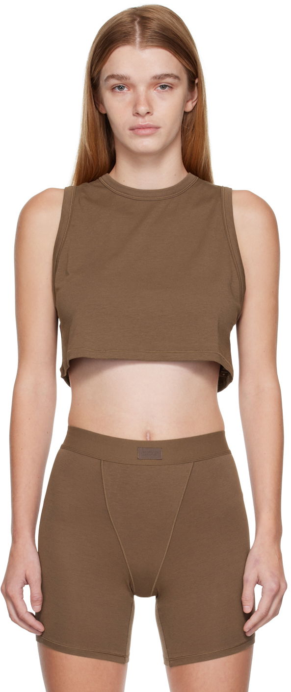 Tanktop SKIMS SKIMS Boyfriend Sleep Crop Tank Top Brun | Ap-tnk-1372