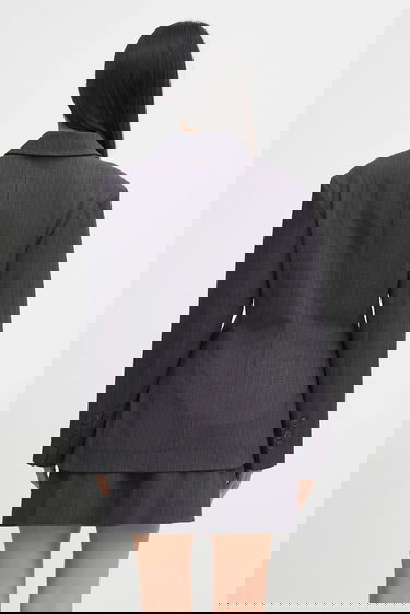 Jakke GANNI Asymmetric Pinstripe Blazer Grå | W0578, 2