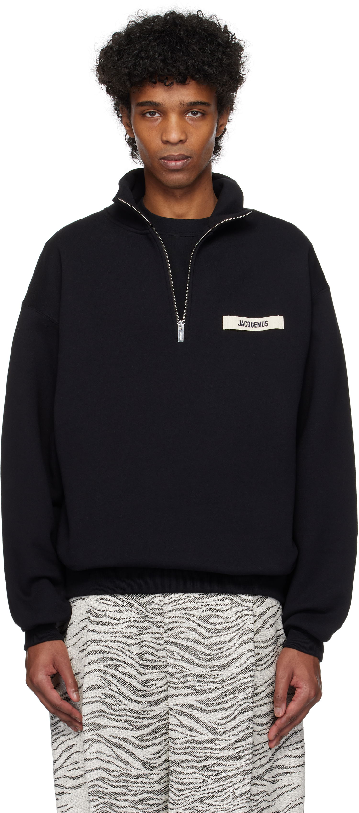 Sweater Jacquemus Jacquemus Gros Grain Zipped Rollneck Sweatshirt Sort | 25E255JS283-2458, 0