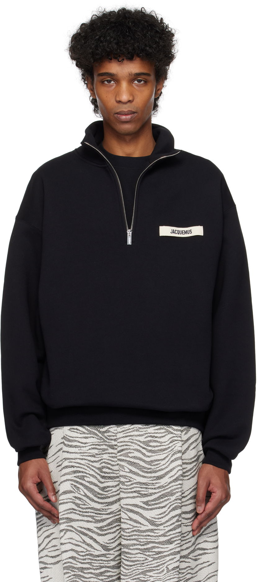 Sweater Jacquemus Jacquemus Gros Grain Zipped Rollneck Sweatshirt Sort | 25E255JS283-2458