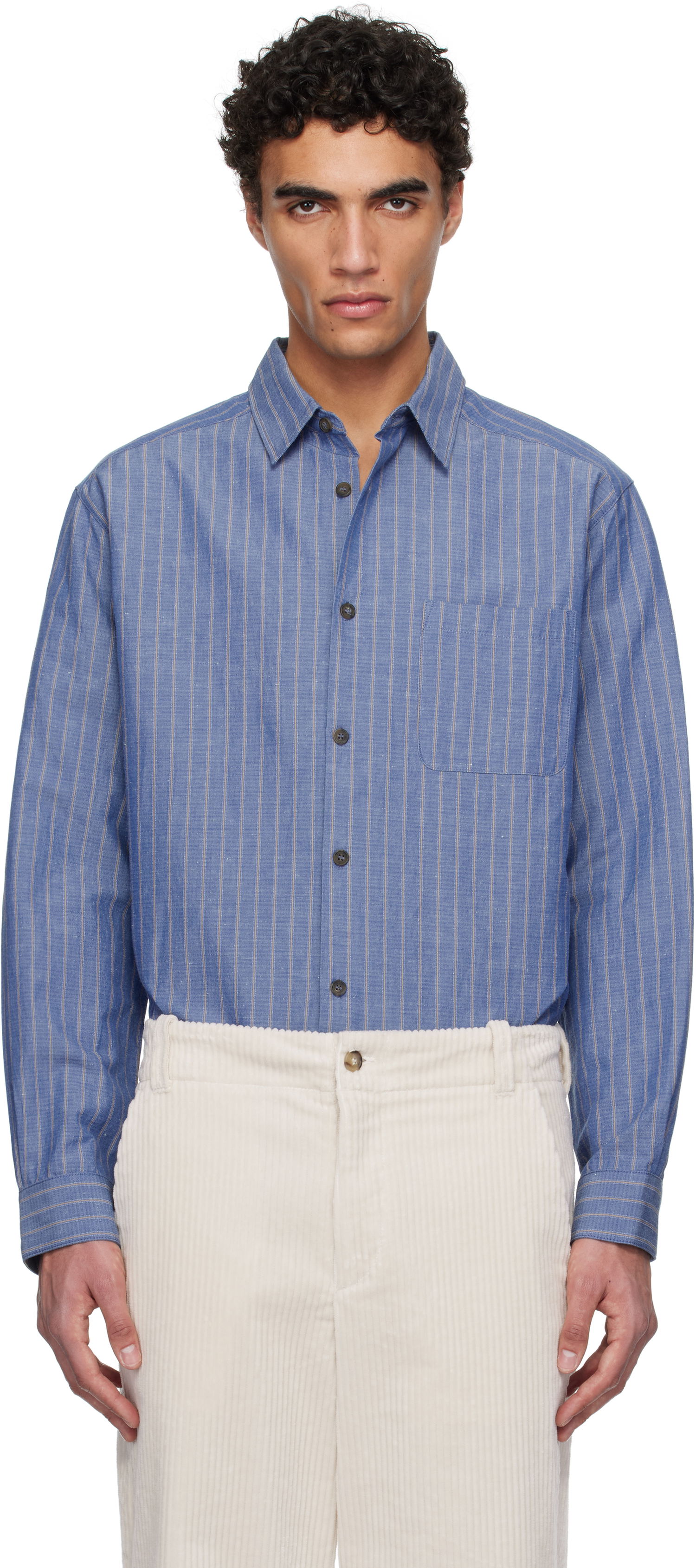 Skjorte A.P.C. A.P.C. Striped Button-Down Shirt Blå | COHFW-H12532, 0