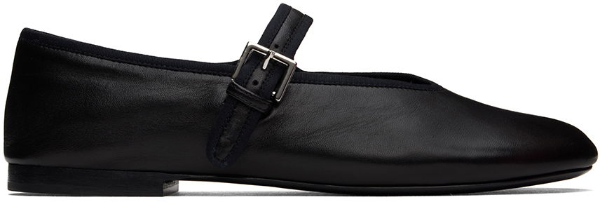 Tøj The Row Leather Ballerina Flats With Buckle Sort | F1396-N60, 0