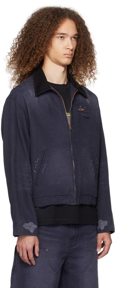 Jakke We11done We11done Distressed Denim Jacket Mørkeblå | WD-DJ0-24-381-U-NV, 1