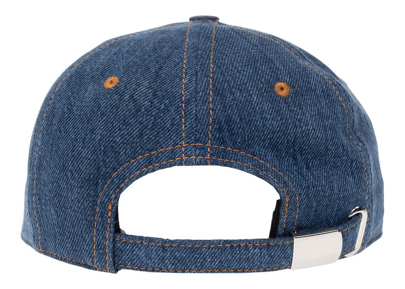 Kasket Burberry Embroidered-Logo Denim Baseball Cap Blue Blå | 8070766