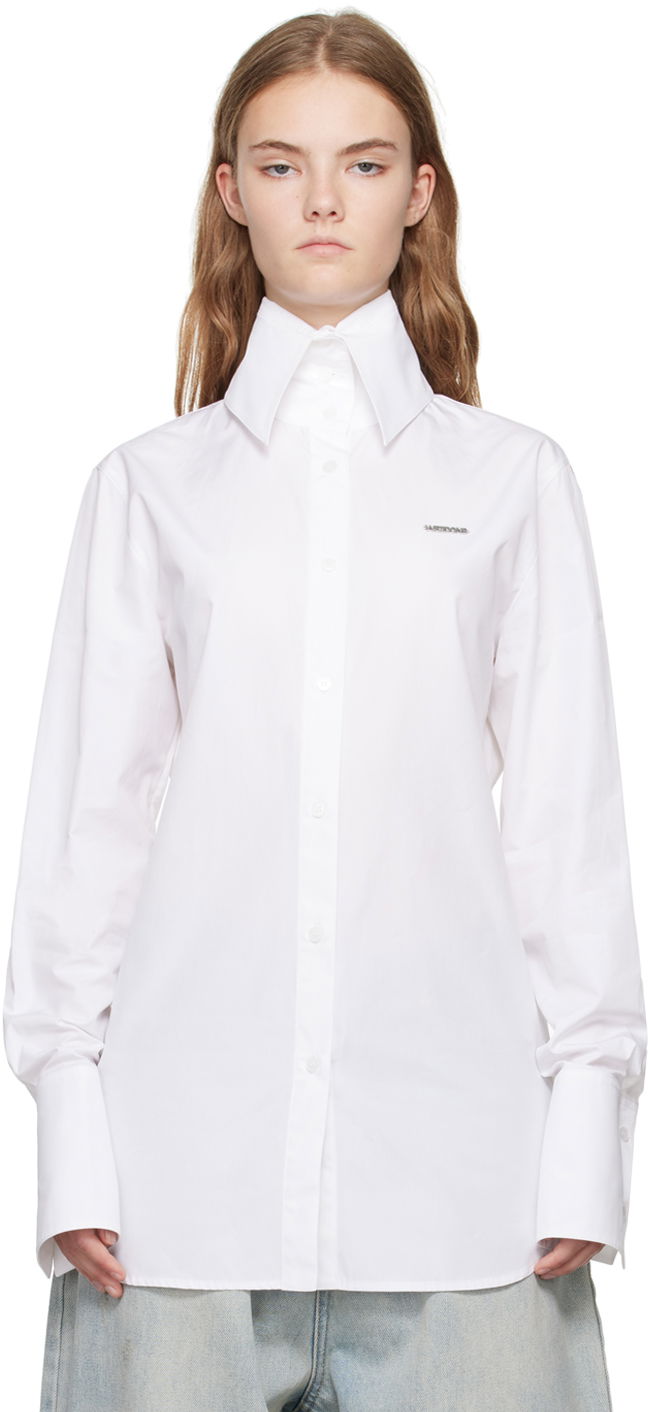 Skjorte We11done High-Neck Collar Shirt Hvid | WD-SH2-24-130-W-WH