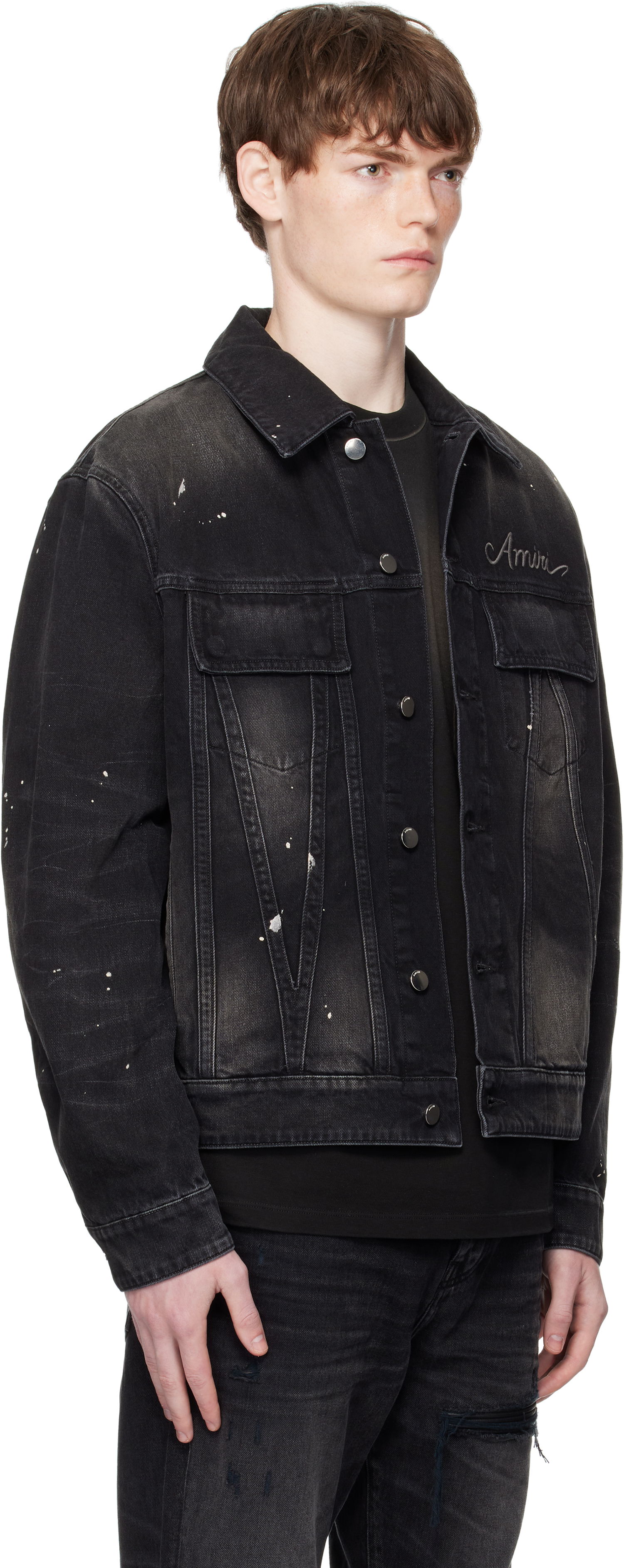 Jakke AMIRI Amiri Bleach Bandana Denim Jacket Sort | AMDNTR1025, 1