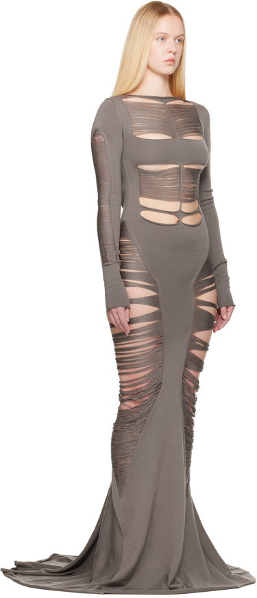 Kjole Rick Owens Rick Owens Hollywood Luna Maxi Dress Sort | RO01E7614 KGRIDM, 4