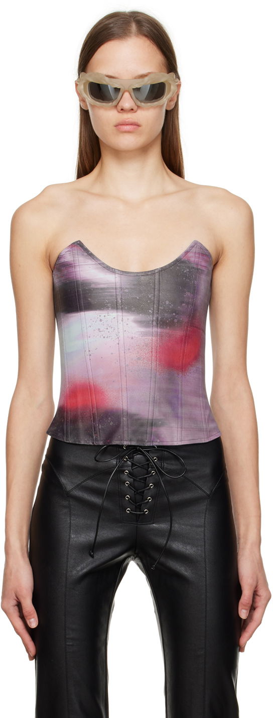 Tanktop Miaou Miaou Leia Print Corset Top Lilla | 7010PPUMOP
