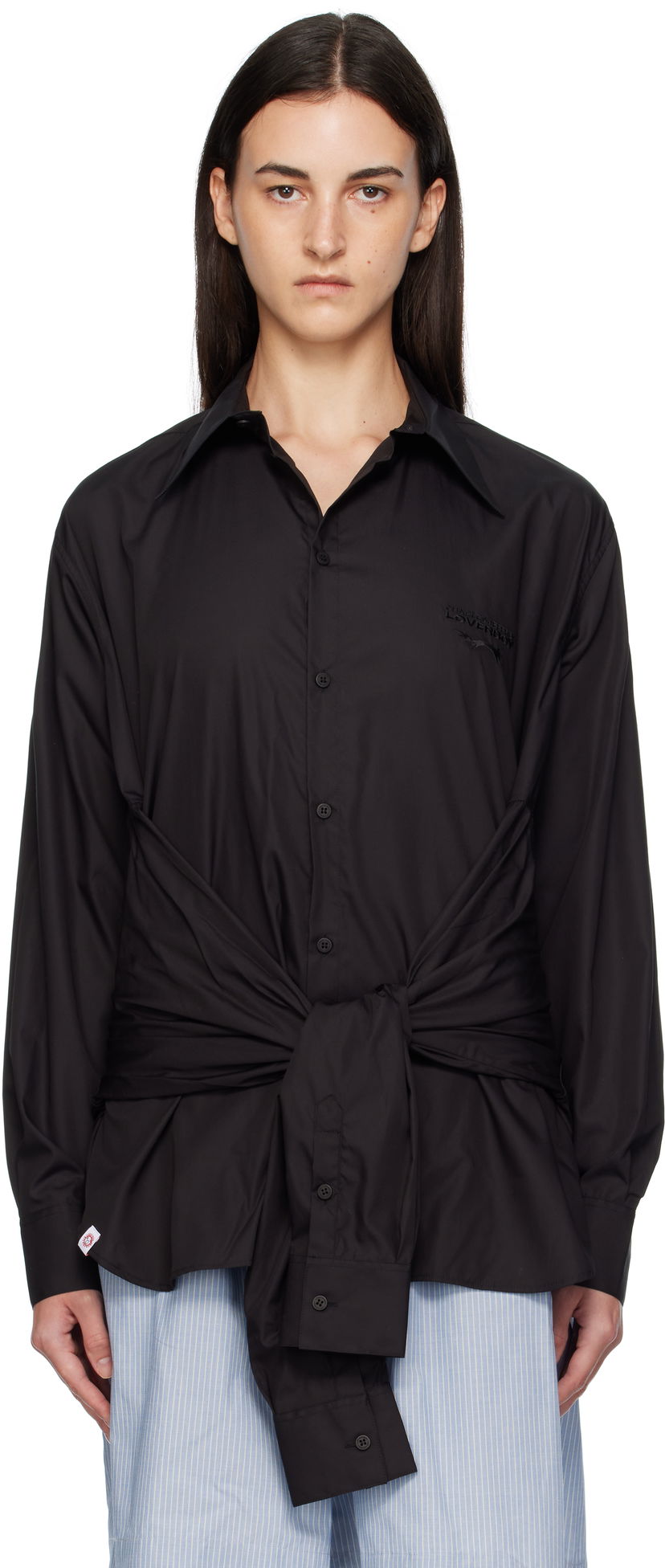 Skjorte Charles Jeffrey Loverboy Charles Jeffrey LOVERBOY Hug Tie-Waist Shirt Sort | 52070401