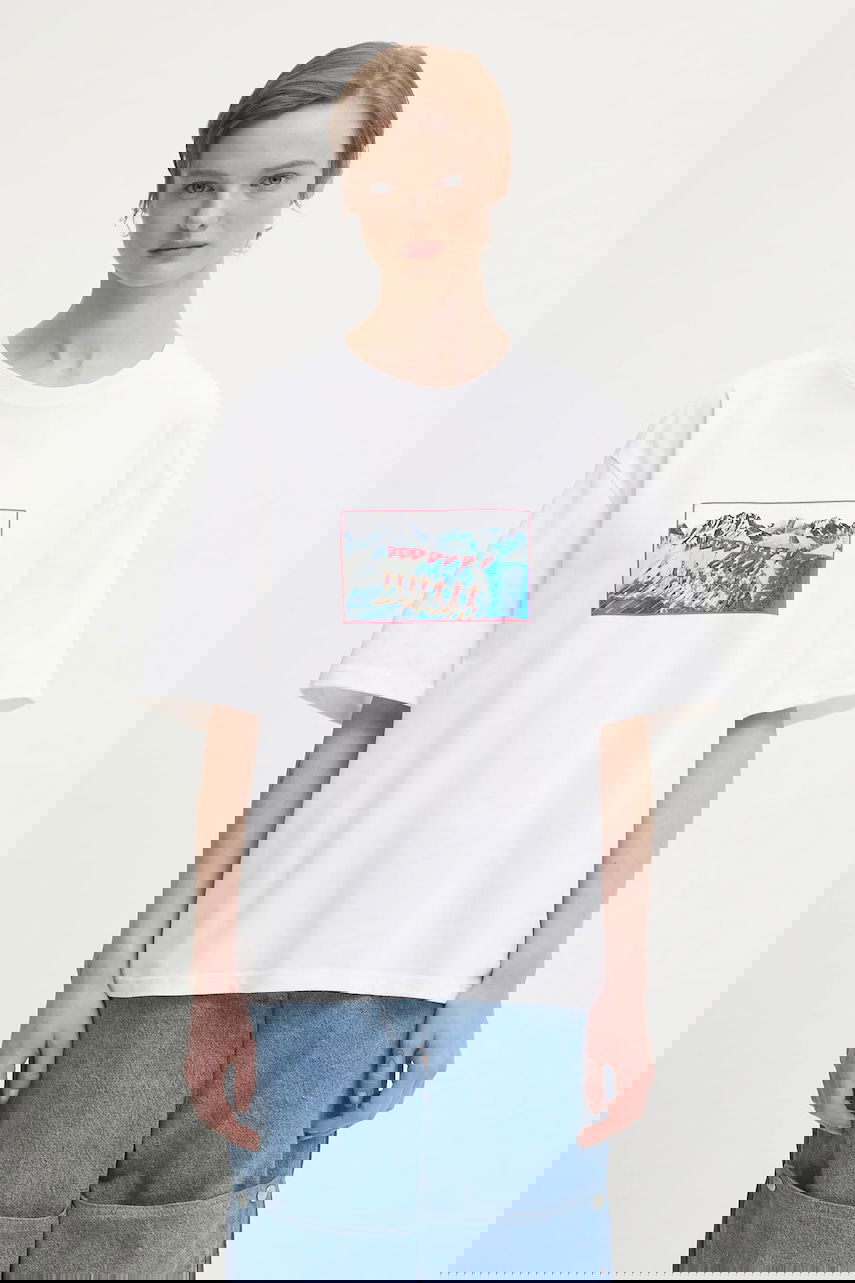 T-shirt Fiorucci Winter Waterskiing Print Boxy Cotton T-shirt Hvid | W25FWJTS003CJ01WH01, 0