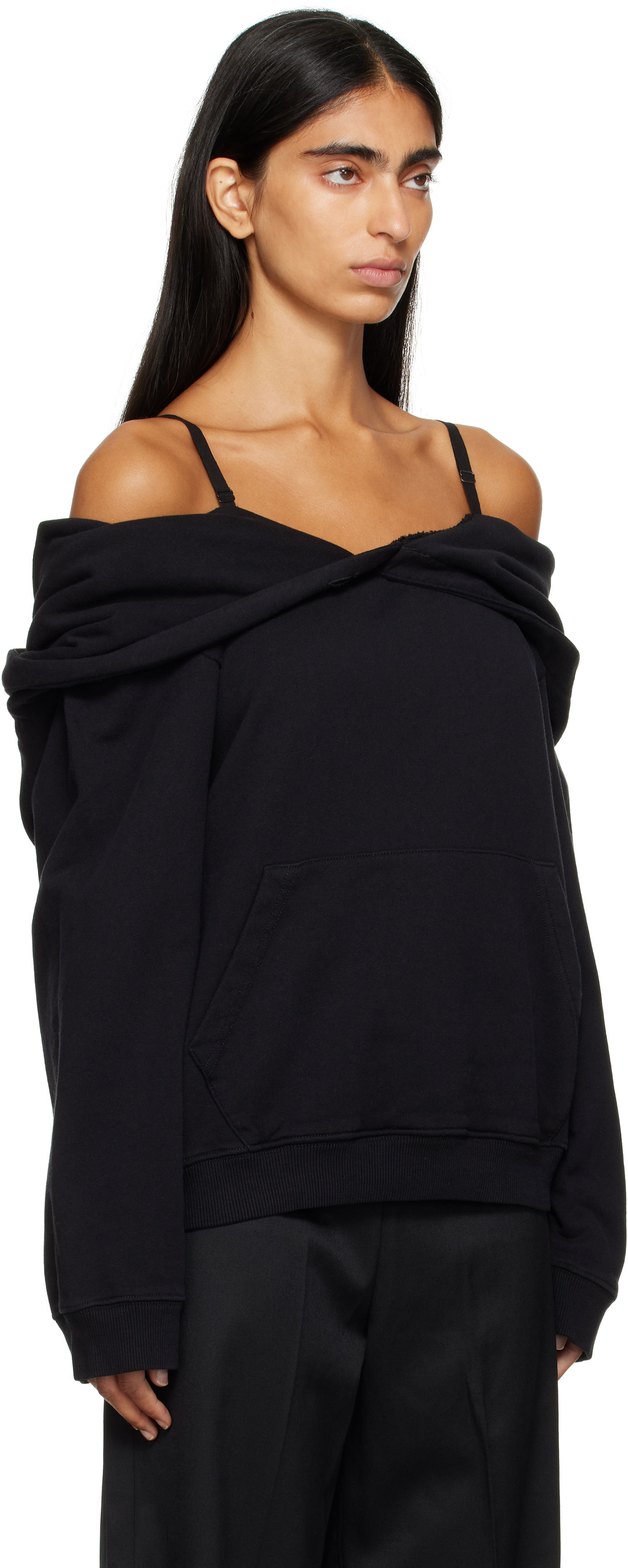 Sweatshirt Maison Margiela MM6 Maison Margiela Off-The-Shoulder Hoodie Sort | S52GU0244 M25014, 1