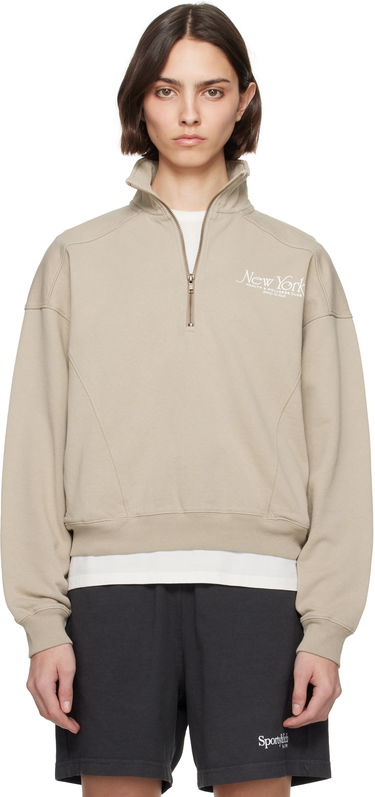 Sweatshirt Sporty & Rich Sporty & Rich NY 94 Quarter Zip Sweatshirt Beige | ST073622508GY15, 0