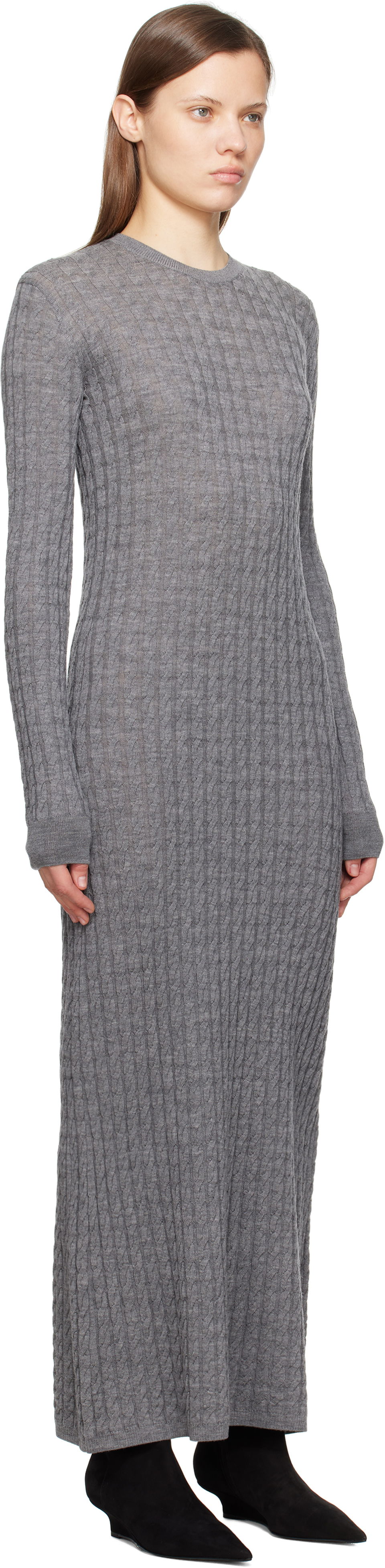 Sweater TOTEME TOTEME Cable Knit Maxi Dress Grå | 251-WRD0142-YA0036, 1