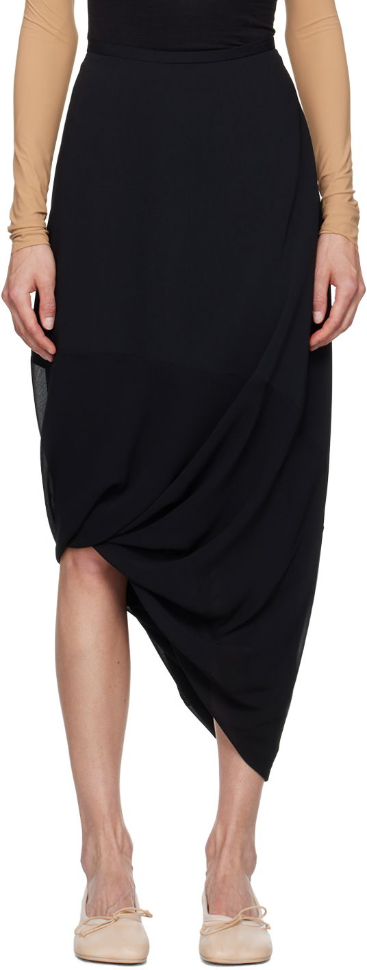 Nederdel Maison Margiela MM6 Black Asymmetric Midi Skirt Sort | S52ME0018 MTN017, 0