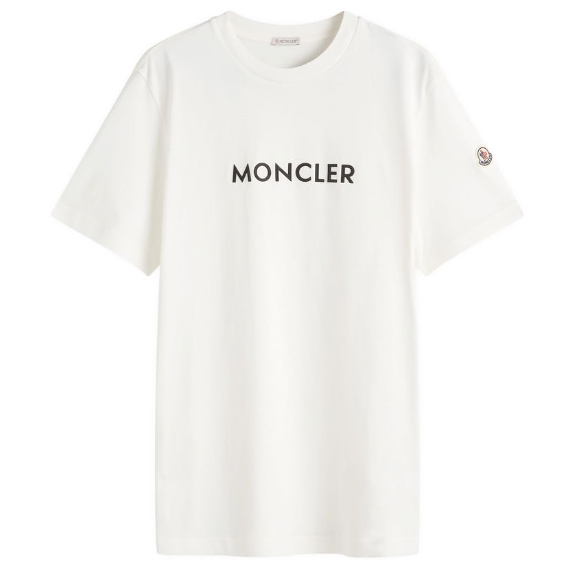 T-shirt Moncler Text Logo T-Shirt Hvid | 8C000-34-89AJS-032