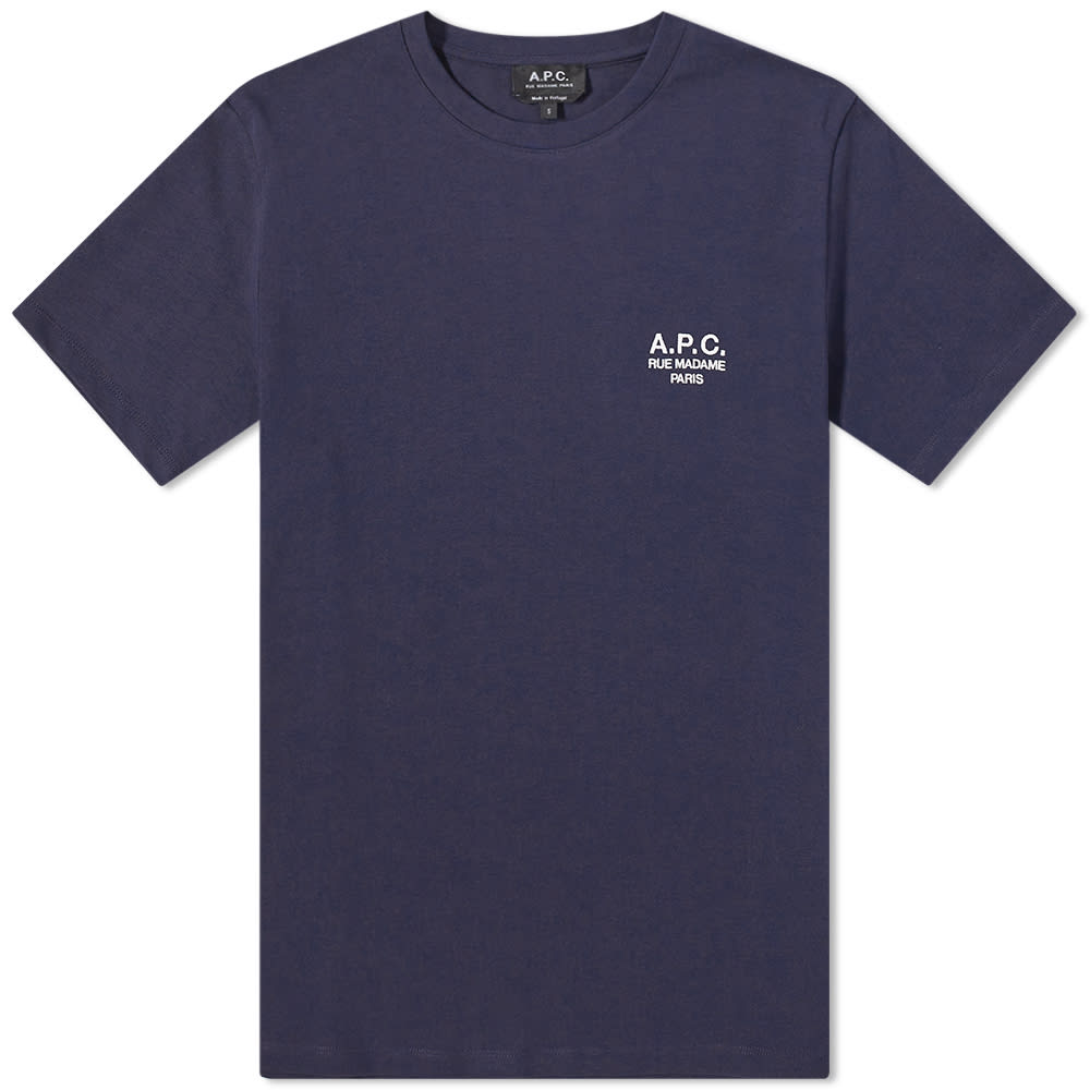 T-shirt A.P.C. Raymond Embroidered Logo Tee Dark Navy Mørkeblå | COEZC-H26840-IAK, 0