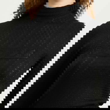 Sweater Bode Louise Patterned Knit Mock Neck Long Sleeve Top Sort | WRF25KT006-BLACK, 5