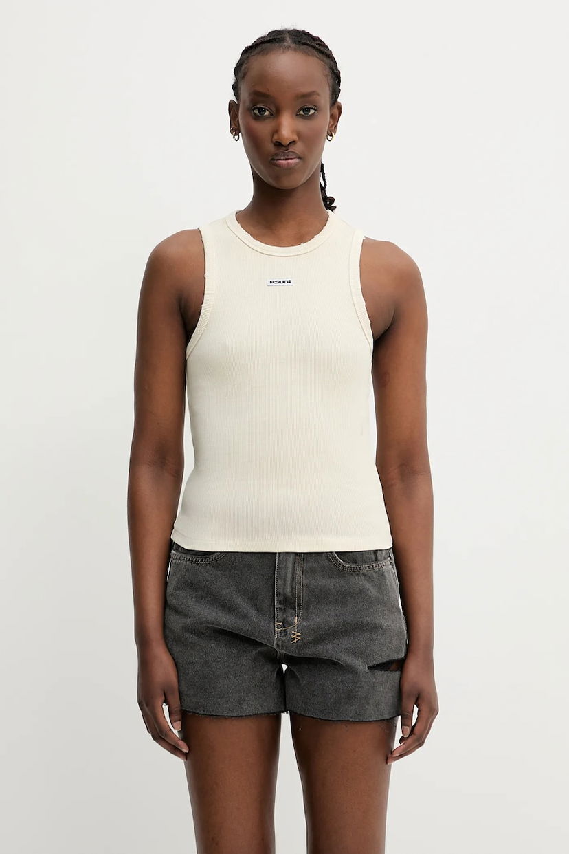 Tanktop Ksubi KSUBI Labels Syndicate Tank Top Beige | WSP25SI004