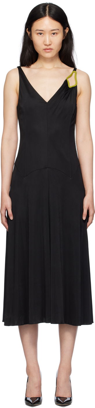 Kjole LANVIN V-Neck Midi Dress Sort | RW-DR0007-4893-P24
