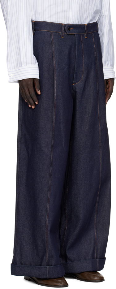 Jeans HED MAYNER Hed Mayner Wide-Leg Cuffed Front Seam Jeans Mørkeblå | HMMB67035B-HB191, 1