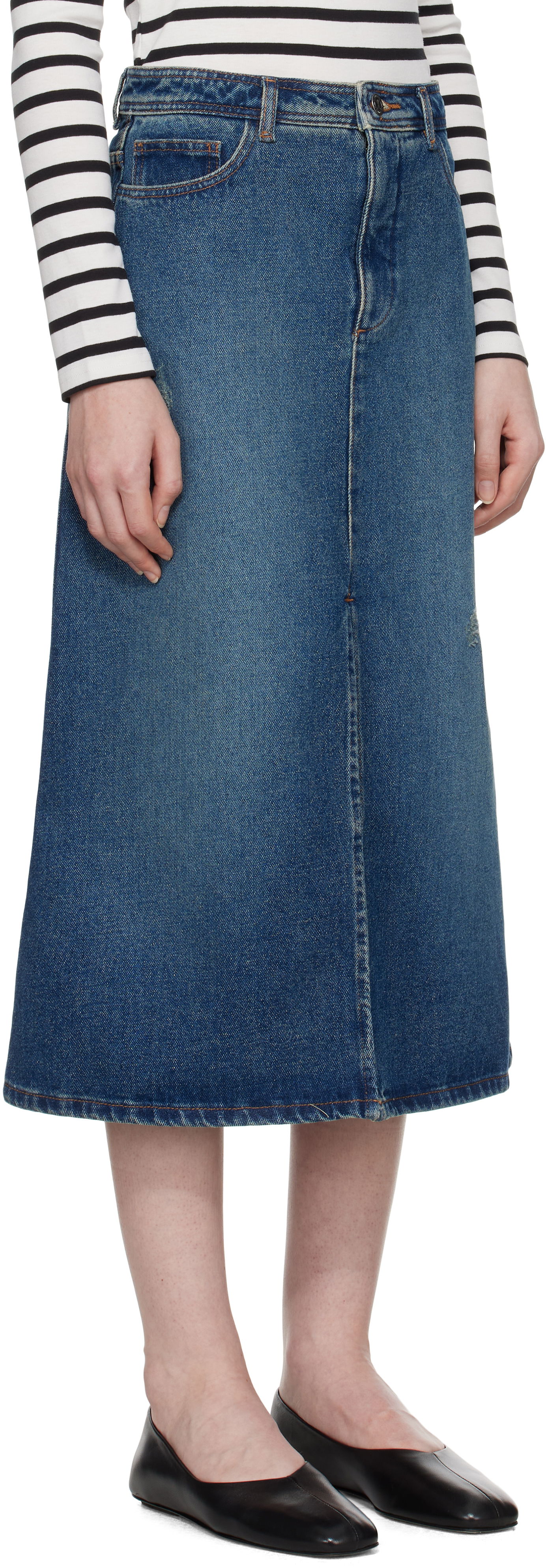 Nederdel A.P.C. Denim Midi Skirt Blå | COHFC-F06423, 1