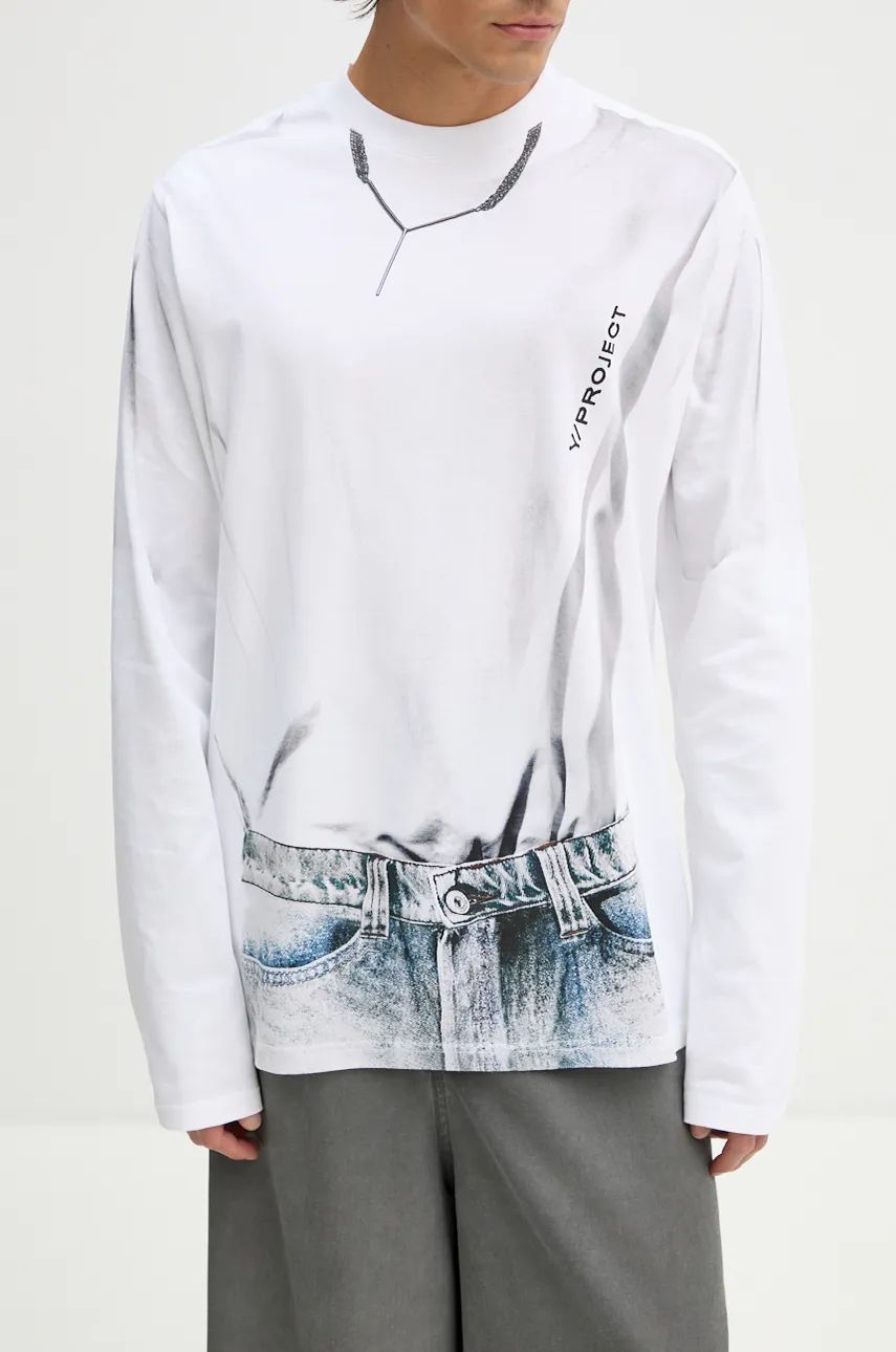 T-shirt Y/PROJECT Trompe L'oeil Long Sleeve Graphic T-Shirt Hvid | 204TS021, 1