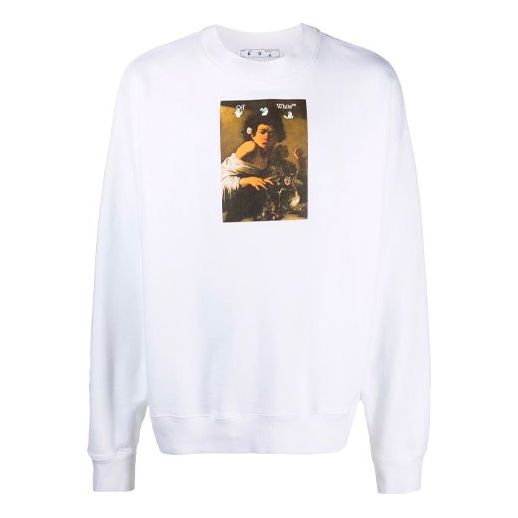 Sweater Off-White Off-White Caravaggio Print Loose Fit Sweatshirt Hvid | OMBA054F21FLE0100184