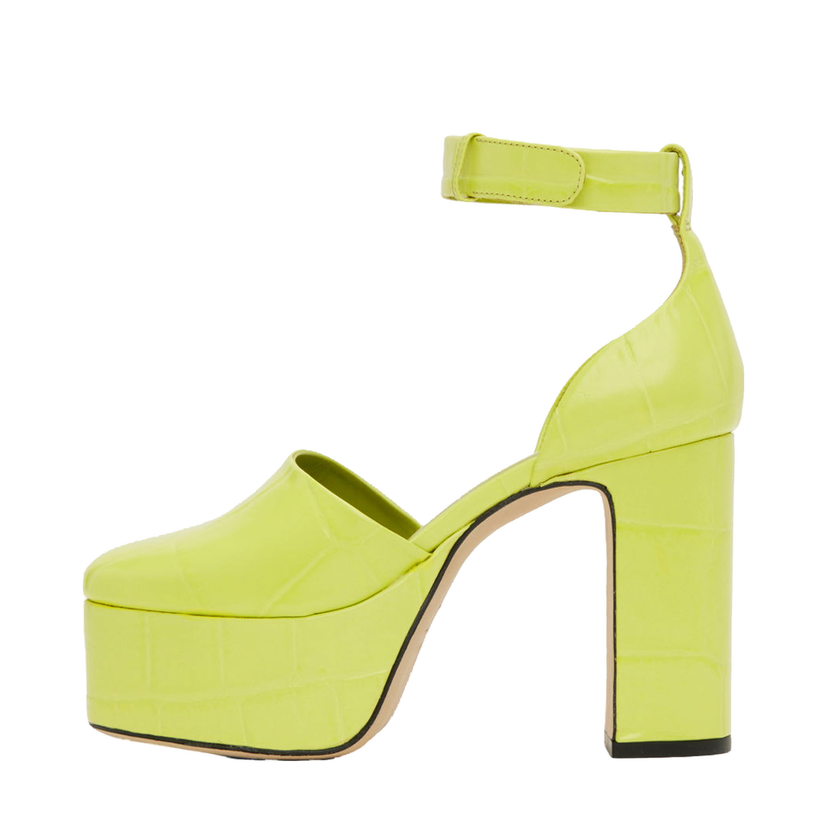 Sneakers og sko BY FAR Croc-Effect Platform Heels Grøn | 23SSBARBHAPLMCEL
