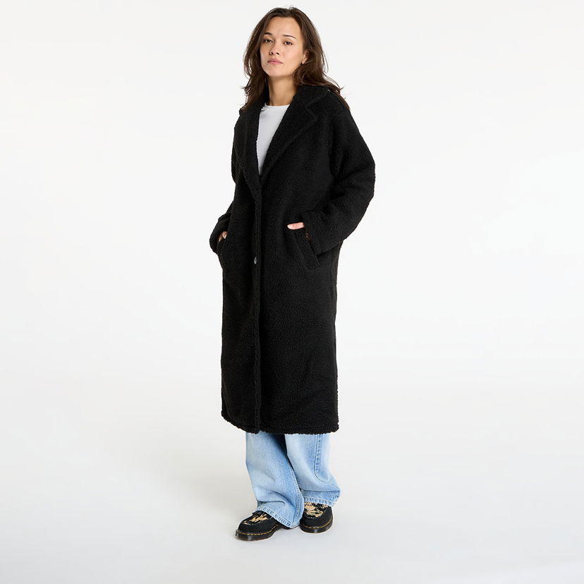 Frakker Urban Classics Teddy Long Coat Sort | TB7936-00007