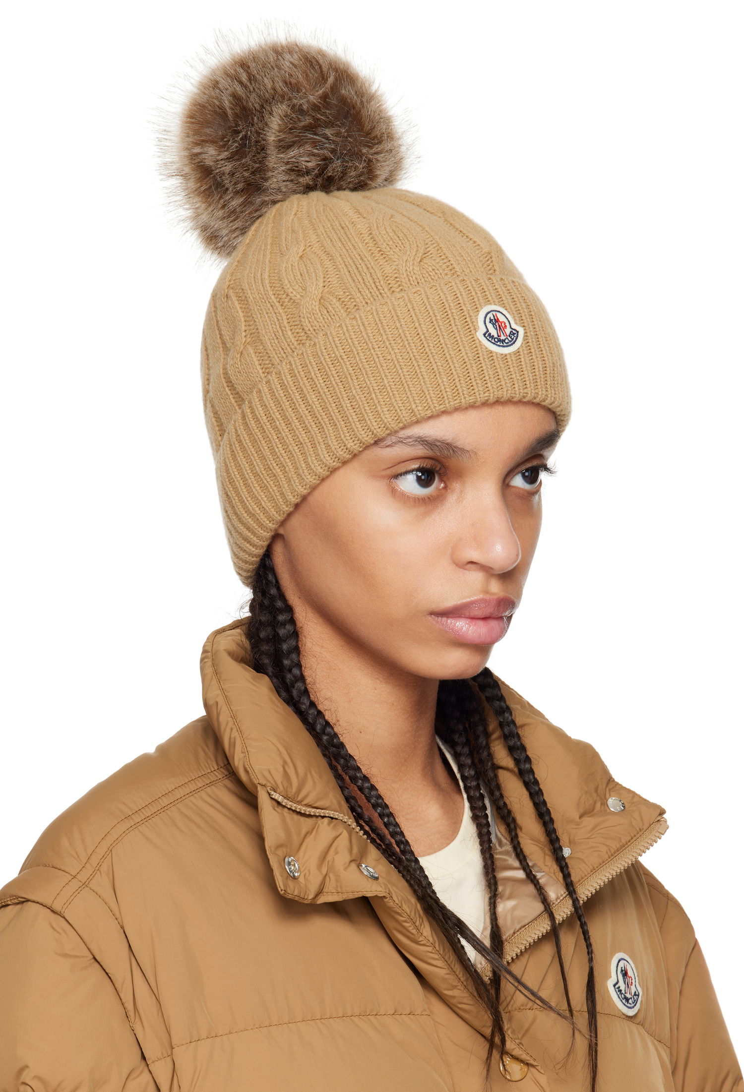 Puffer jakke Moncler Moncler Wool & Cashmere Pom Pom Beanie Brun | K10933B00022M4281, 1