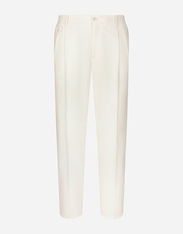 Bukser Dolce & Gabbana Dolce & Gabbana Tailored Flannel Pants Hvid | GY6UETGI251W3796, 0