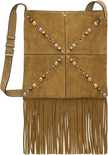 Skuldertaske Valentino Valentino Garavani Nellcote Suede Fringe Shoulder Bag Brun | 6Y2B0D27CMC, 0